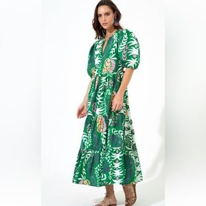 Oliphant Puff Sleeve Maxi Dress in Grenadine Green Sz. S